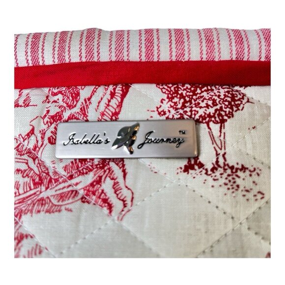 Isabella's Journey Cranberry and white, Renaissance,  Quilted Petite Carpet Bag - Picture 5 of 12